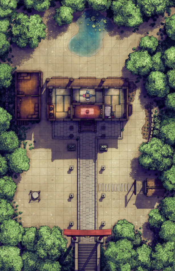 Hakurei Shrine Battlemap - japanese temple complex - Digital, Foundry VTT, Print