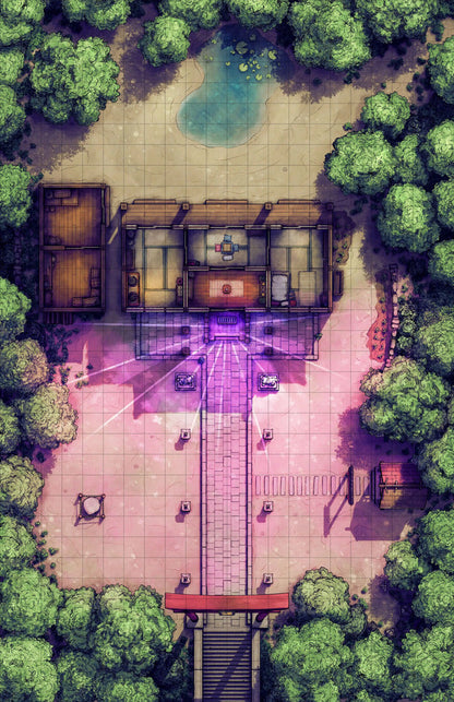 Hakurei Shrine Battlemap - overhead view japanese estate - Digital, Foundry VTT, Print