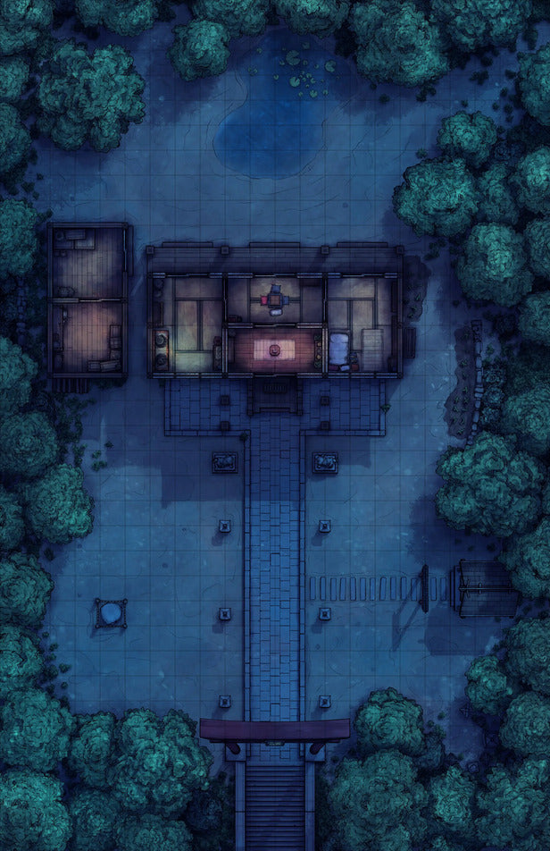 Hakurei Shrine Battlemap - overhead view japanese-style - Digital, Foundry VTT, Print