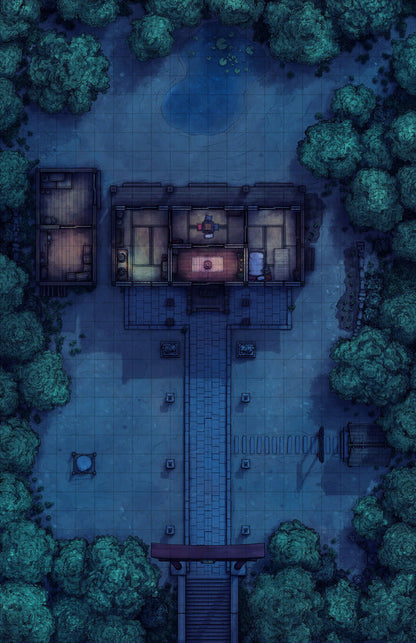 Hakurei Shrine Battlemap - overhead view japanese-style - Digital, Foundry VTT, Print
