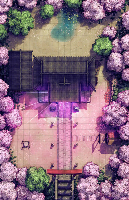 Hakurei Shrine Battlemap - overhead view japanese temple - Digital, Foundry VTT, Print