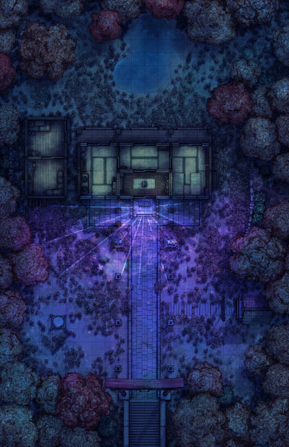 Hakurei Shrine Battlemap - overhead view temple complex - Digital, Foundry VTT, Print