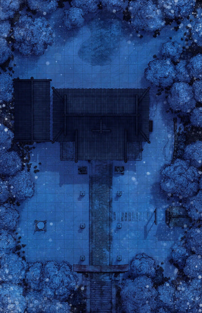 Hakurei Shrine Battlemap - snowy temple complex - Digital, Foundry VTT, Print