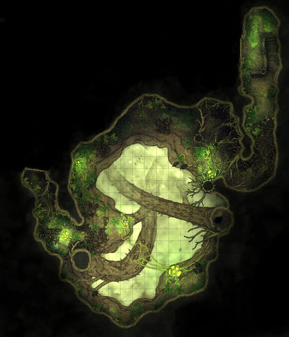 Hidden Spirit Tree Library Battlemap - green snake-shaped pendant necklace - Digital, Foundry VTT, Print
