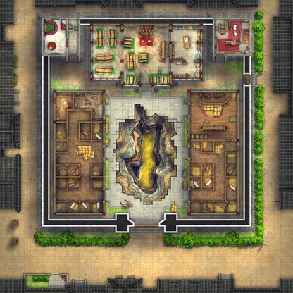 Imperial Caravanserai Post Station & Inn Battlemap - asian-themed complex - Digital, Foundry VTT, Print