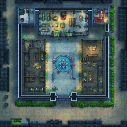 Imperial Caravanserai Post Station & Inn Battlemap - fantasy city marketplace - Digital, Foundry VTT, Print