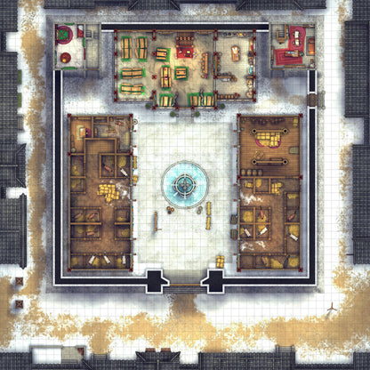 Imperial Caravanserai Post Station & Inn Battlemap - overhead view complex - Digital, Foundry VTT, Print