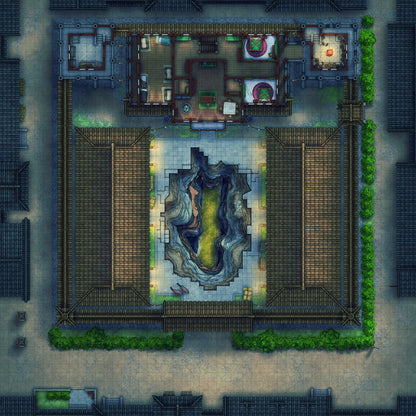 Imperial Caravanserai Post Station & Inn Battlemap - overhead view asian-style courtyard - Digital, Foundry VTT, Print