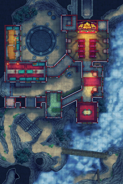 Iron Gate Monk Monastery Battlemap - detailed floor plan - Digital, Foundry VTT, Print