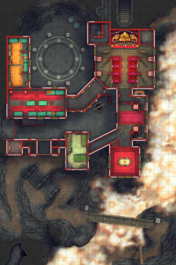 Iron Gate Monk Monastery Battlemap - detailed floor plan - Digital, Foundry VTT, Print