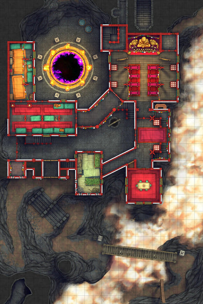 Iron Gate Monk Monastery Battlemap - elaborate dungeon map - Digital, Foundry VTT, Print