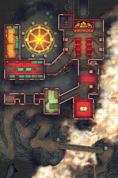 Iron Gate Monk Monastery Battlemap - elaborate fantasy map - Digital, Foundry VTT, Print