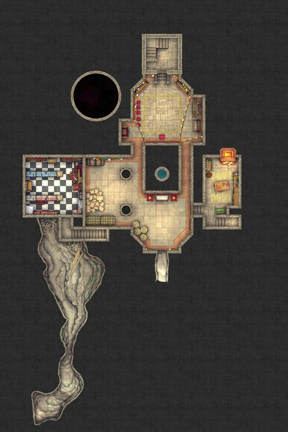 Iron Gate Monk Monastery Battlemap - fantasy dungeon map - Digital, Foundry VTT, Print