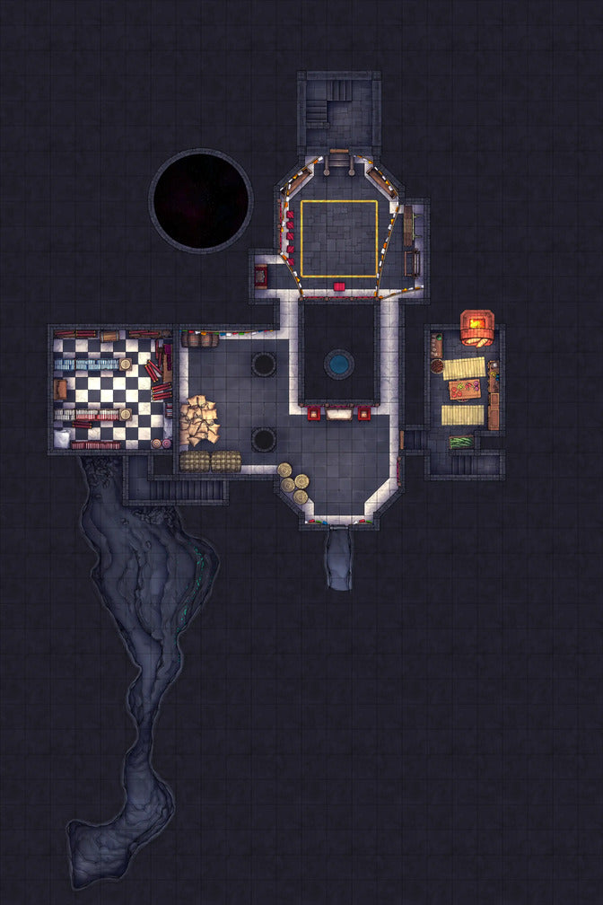 Iron Gate Monk Monastery Battlemap - fantasy dungeon map - Digital, Foundry VTT, Print