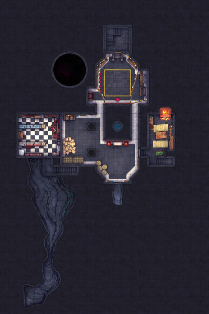 Iron Gate Monk Monastery Battlemap - fantasy dungeon map - Digital, Foundry VTT, Print