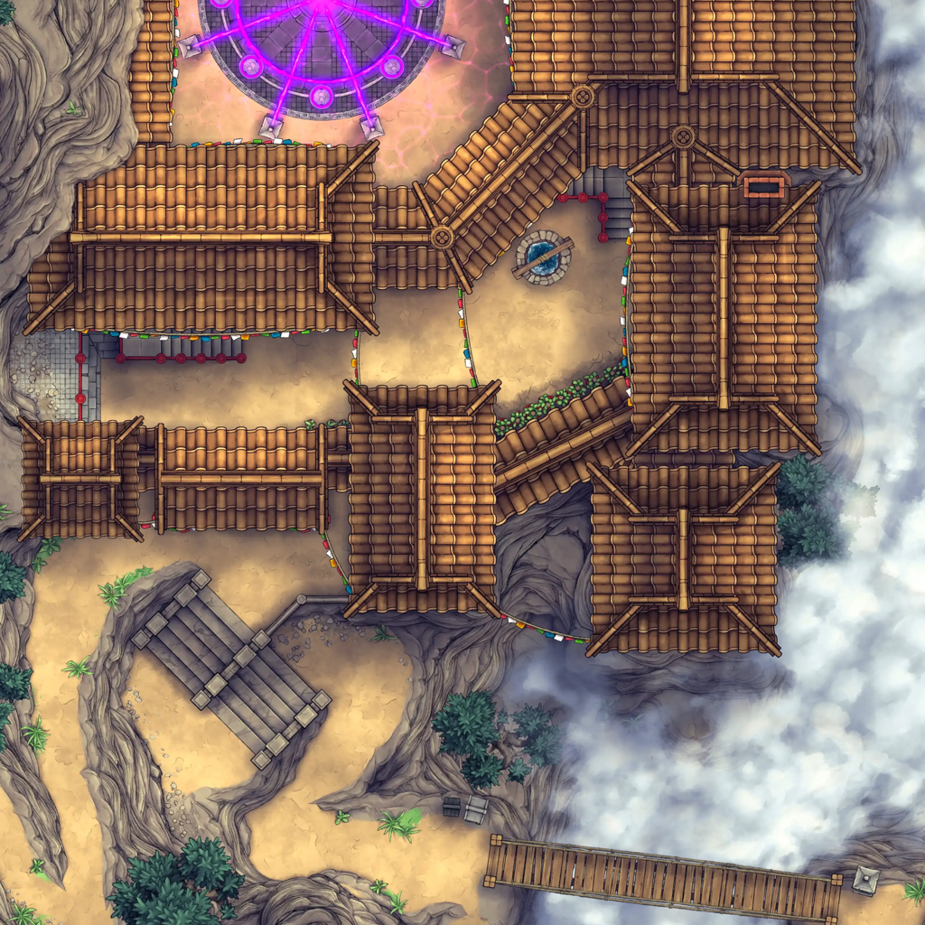 Iron Gate Monk Monastery Battlemap - fantasy temple complex - Digital, Foundry VTT, Print