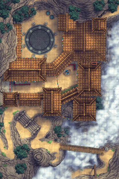 Iron Gate Monk Monastery Battlemap - mountain monastery complex - Digital, Foundry VTT, Print