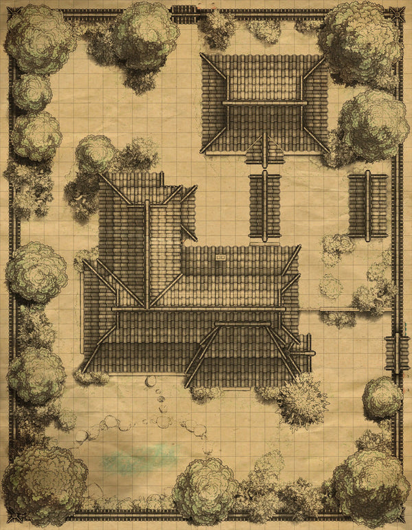 Dojo Map Layout Japanese Manor - Tendo Dojo | D&D Battlemap | DnDungeon