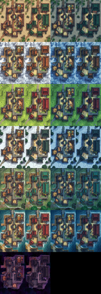 Mega Asian City Bundle Battlemap - 1980s-style pixelated video game character - Digital, Foundry VTT, Print