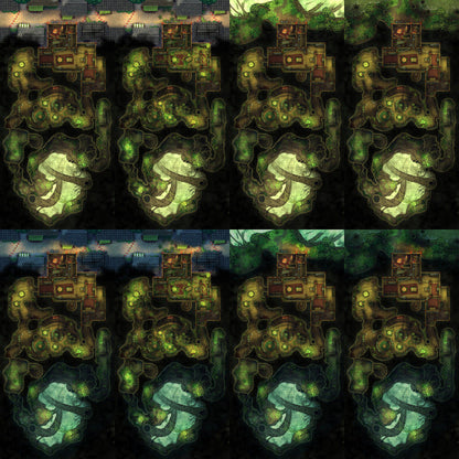 Mega Asian City Bundle Battlemap - green heart-shaped pendant necklace intricate - Digital, Foundry VTT, Print