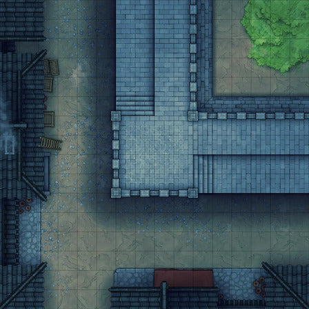 Modular Asian City Walls Tileset Battlemap - blue stone staircase red brick - Digital, Foundry VTT, Print