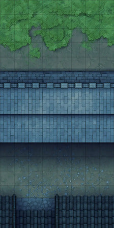 Modular Asian City Walls Tileset Battlemap - blue stone wall texture tile - Digital, Foundry VTT, Print