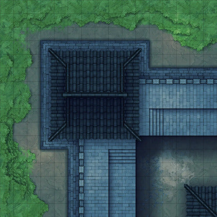 Modular Asian City Walls Tileset Battlemap - blue tiled roof black tiles - Digital, Foundry VTT, Print