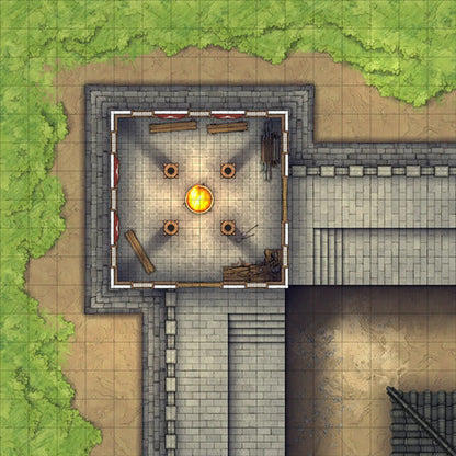 Modular Asian City Walls Tileset Battlemap - golden sphere centerpiece stone platform - Digital, Foundry VTT, Print