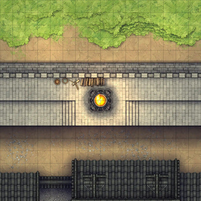 Modular Asian City Walls Tileset Battlemap - golden torch lantern black wrought - Digital, Foundry VTT, Print