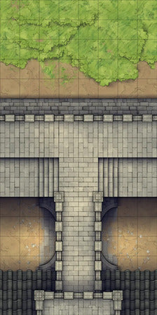 Modular Asian City Walls Tileset Battlemap - gray stone bridge arched openings - Digital, Foundry VTT, Print