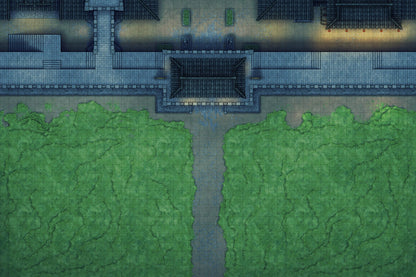 Modular Asian City Walls Tileset Battlemap - gray stone bridge green grass - Digital, Foundry VTT, Print
