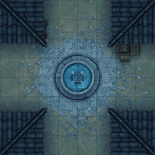 Modular Japanese Alleys & Streets Tileset Battlemap - circular stone fountain - Digital, Foundry VTT, Print