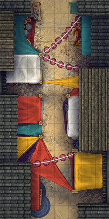 Modular Japanese Alleys & Streets Tileset Battlemap - colorful marketplace street - Digital, Foundry VTT, Print