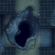 Modular Japanese Alleys & Streets Tileset Battlemap - dark cavernous hole - Digital, Foundry VTT, Print