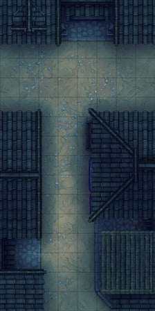 Modular Japanese Alleys & Streets Tileset Battlemap - dark narrow tiled street - Digital, Foundry VTT, Print