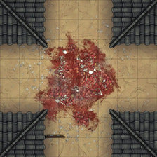 Modular Japanese Alleys & Streets Tileset Battlemap - grisly blood splatter - Digital, Foundry VTT, Print