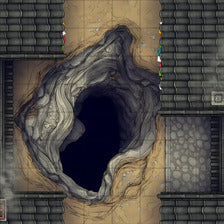 Modular Japanese Alleys & Streets Tileset Battlemap - jagged dark hole - Digital, Foundry VTT, Print