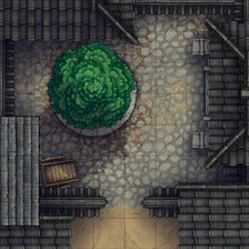 Modular Japanese Alleys & Streets Tileset Battlemap - lush round green shrub - Digital, Foundry VTT, Print