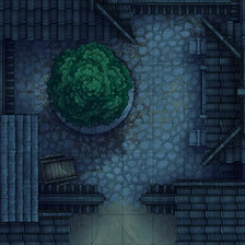 Modular Japanese Alleys & Streets Tileset Battlemap - lush rounded verdant bush - Digital, Foundry VTT, Print