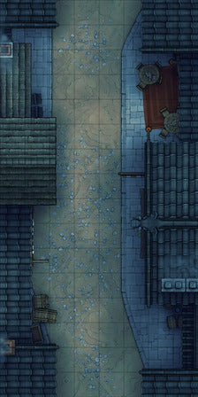 Modular Japanese Alleys & Streets Tileset Battlemap - narrow tile-paved alleyway - Digital, Foundry VTT, Print