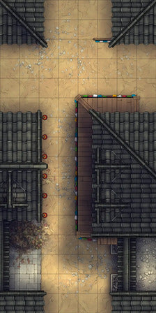 Modular Japanese Alleys & Streets Tileset Battlemap - overhead view town street - Digital, Foundry VTT, Print