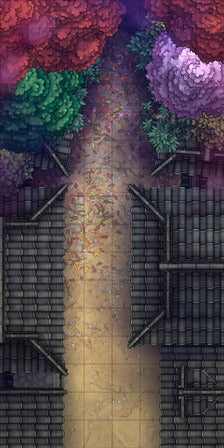 Modular Japanese Alleys & Streets Tileset Battlemap - overhead view fantasy town - Digital, Foundry VTT, Print