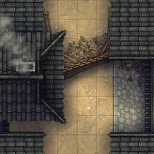 Modular Japanese Alleys & Streets Tileset Battlemap - overhead view rooftops alleyway - Digital, Foundry VTT, Print