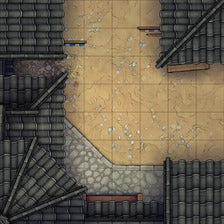 Modular Japanese Alleys & Streets Tileset Battlemap - overhead view tiled courtyard - Digital, Foundry VTT, Print