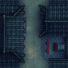 Modular Japanese Alleys & Streets Tileset Battlemap - overhead view tiled rooftop alleyway - Digital, Foundry VTT, Print