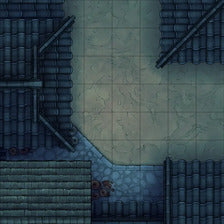 Modular Japanese Alleys & Streets Tileset Battlemap - overhead view tiled rooftop - Digital, Foundry VTT, Print