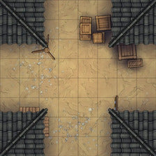 Modular Japanese Alleys & Streets Tileset Battlemap - overhead view tiled crossroads - Digital, Foundry VTT, Print