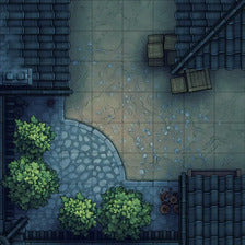 Modular Japanese Alleys & Streets Tileset Battlemap - overhead view cobblestone courtyard - Digital, Foundry VTT, Print
