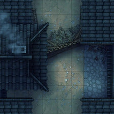 Modular Japanese Alleys & Streets Tileset Battlemap - overhead view dark urban alleyway - Digital, Foundry VTT, Print