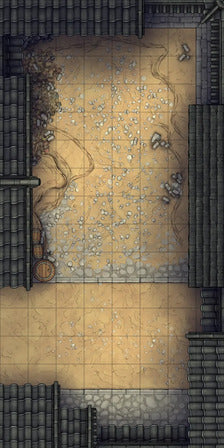 Modular Japanese Alleys & Streets Tileset Battlemap - overhead view courtyard - Digital, Foundry VTT, Print